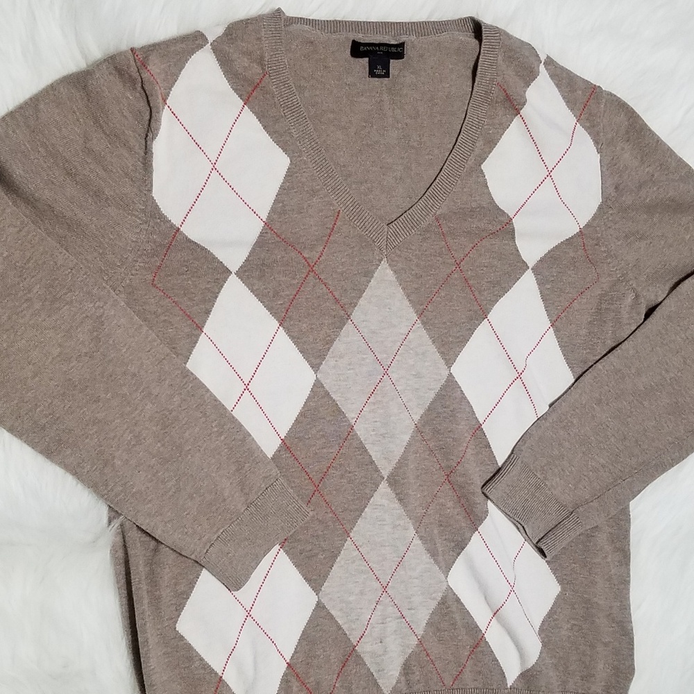Banana Republic Long Sleeve Sweater Checkered XL